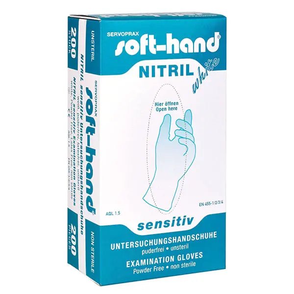 Nitril - White Sensitive - puderfrei - XL - extra groß - Soft - Hand
